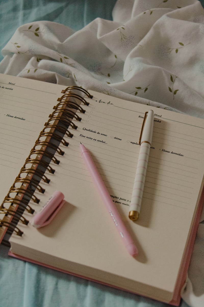 open journal on the bed